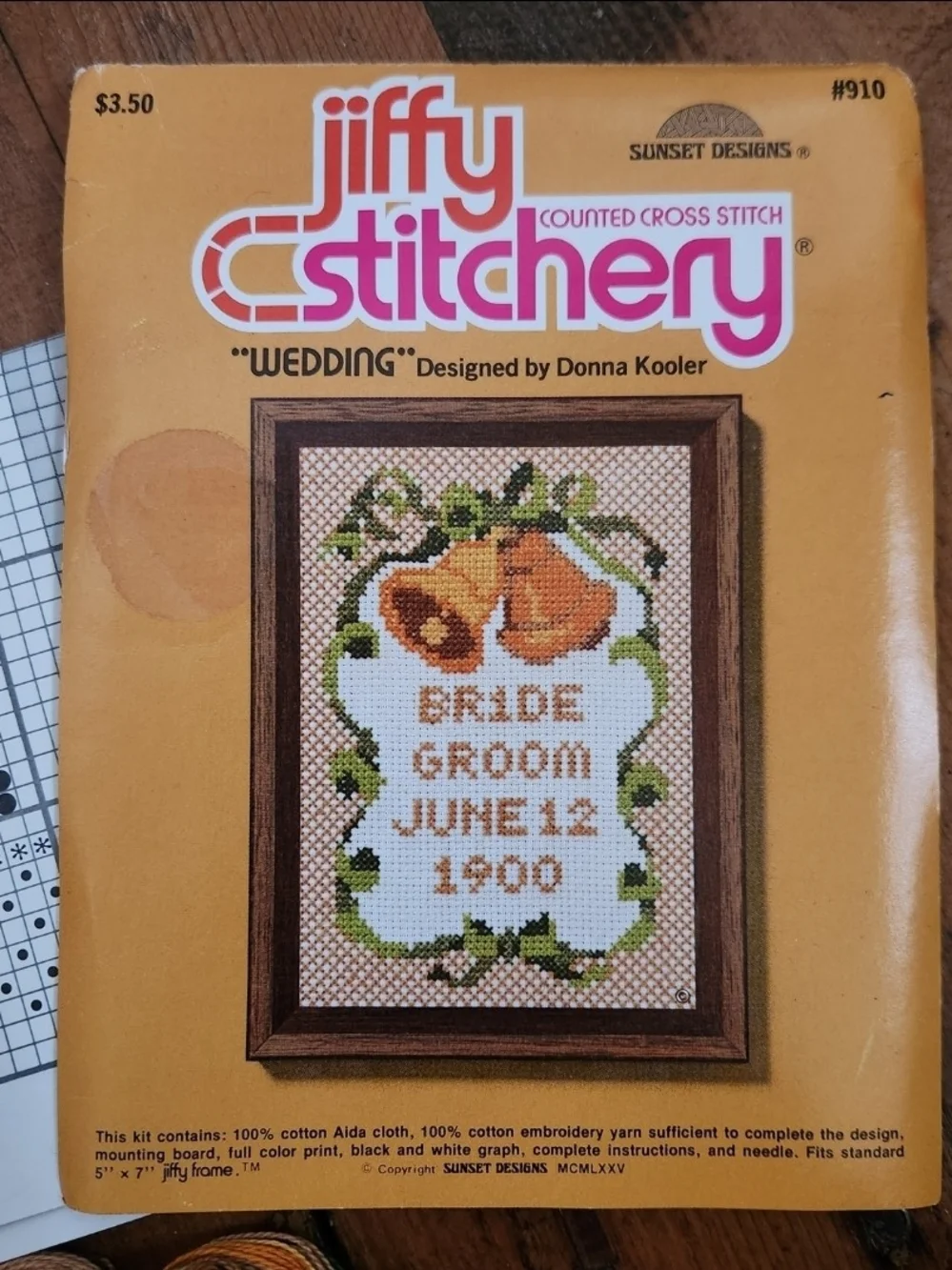Jiffy Stitchery Wedding #910 Bride Groom Counted Cross Stitch Kit Vintage